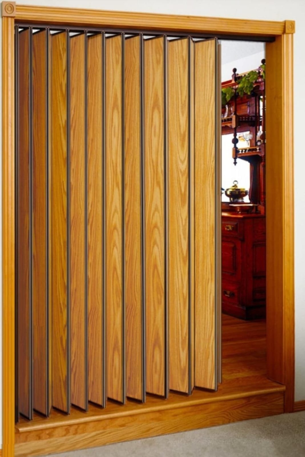 Wooden finish PVC folding door